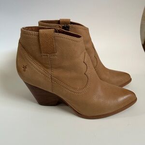 Frye Women's Camel Leather Ankle Booties
